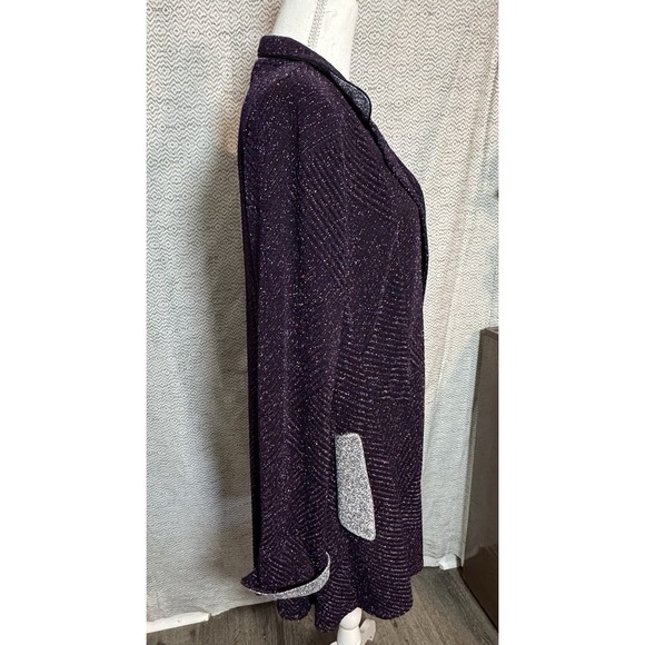 Design Today's by Song & Sung Purple Black Silver Sparkling Button Up Duster 1X - Picture 4 of 7
